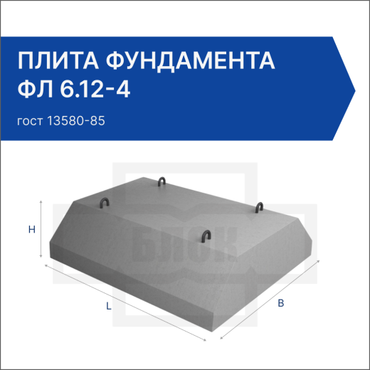 Плита фундамента ФЛ 6.12-4